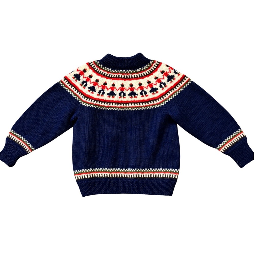 Norsk Handstrikkas Kids Hand Knitted Wool Cardigan Bergen Norway Blue Fair Isle - Picture 6 of 7